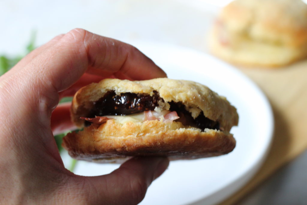 Fig and PIg Biscuits: Prosciutto, cheddar and fig jam made these delectable breakfast sandwiches a meal to remember.