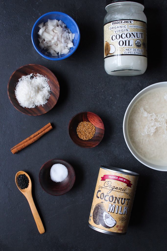 The Best Coconut Rice. This recipe is indulgent and creamy from coconut milk yet spicy and balanced from cinnamon, jalapeno and mustard seeds. #Vegan and #GlutenFree, too!