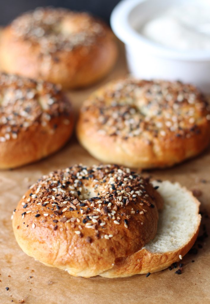 Everything Bagel - a modified version of a New York style classic. Savory and chewy, perfect with vegan cream cheese.