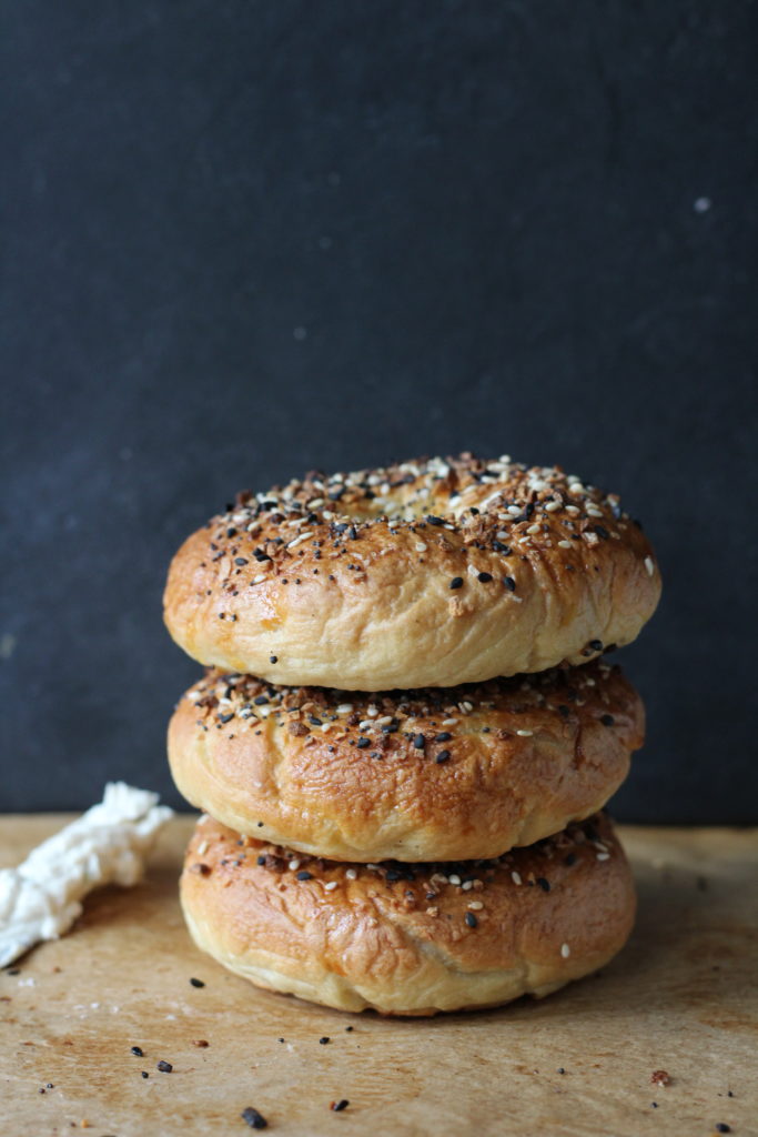 Everything Bagel - a modified version of a New York style classic. Savory and chewy, perfect with vegan cream cheese.