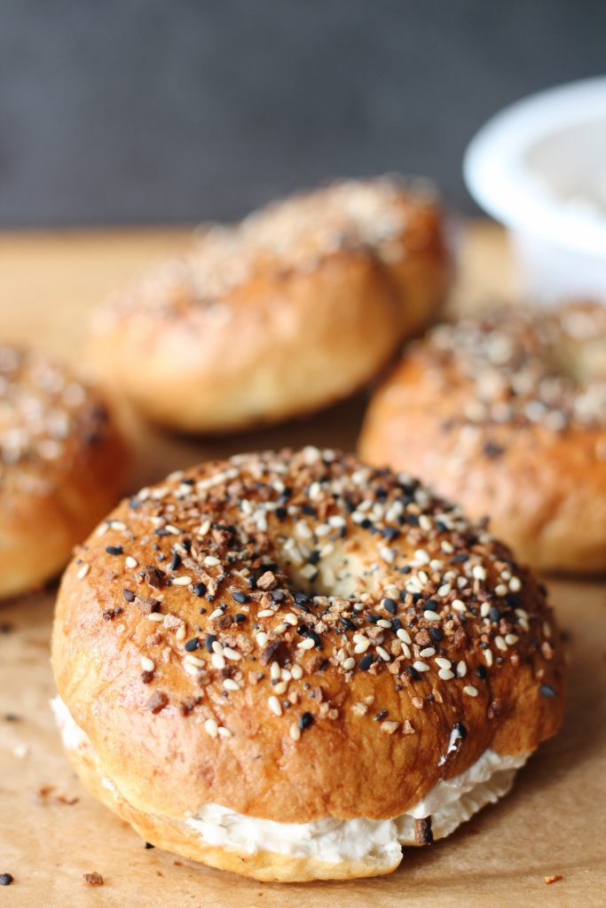 Everything Bagel - a modified version of a New York style classic. Savory and chewy, perfect with vegan cream cheese.