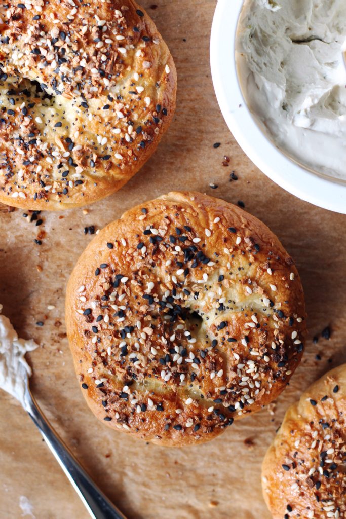 Everything Bagel - a modified version of a New York style classic. Savory and chewy, perfect with vegan cream cheese.